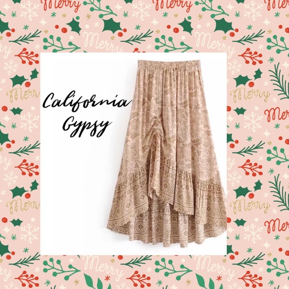 Gypsy Boho Western Ruched Tassel Skirt - Picture 8 of 15